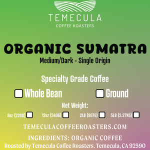 Organic Fairtrade® Sumatra - Medium/Dark Roast